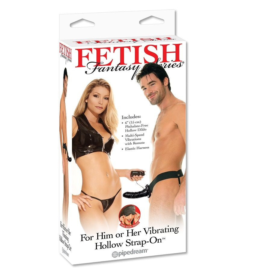 SERIE FETISH FANTASY - CORREA HUECO VIBRADORA PARA ELLA O PARA ÉL NEGRA