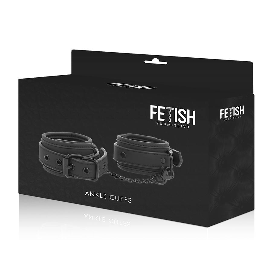 FETISH SUBMISSIVE - TOBILLERAS DE CUERO VEGANO CON FORRO DE NOPRENE