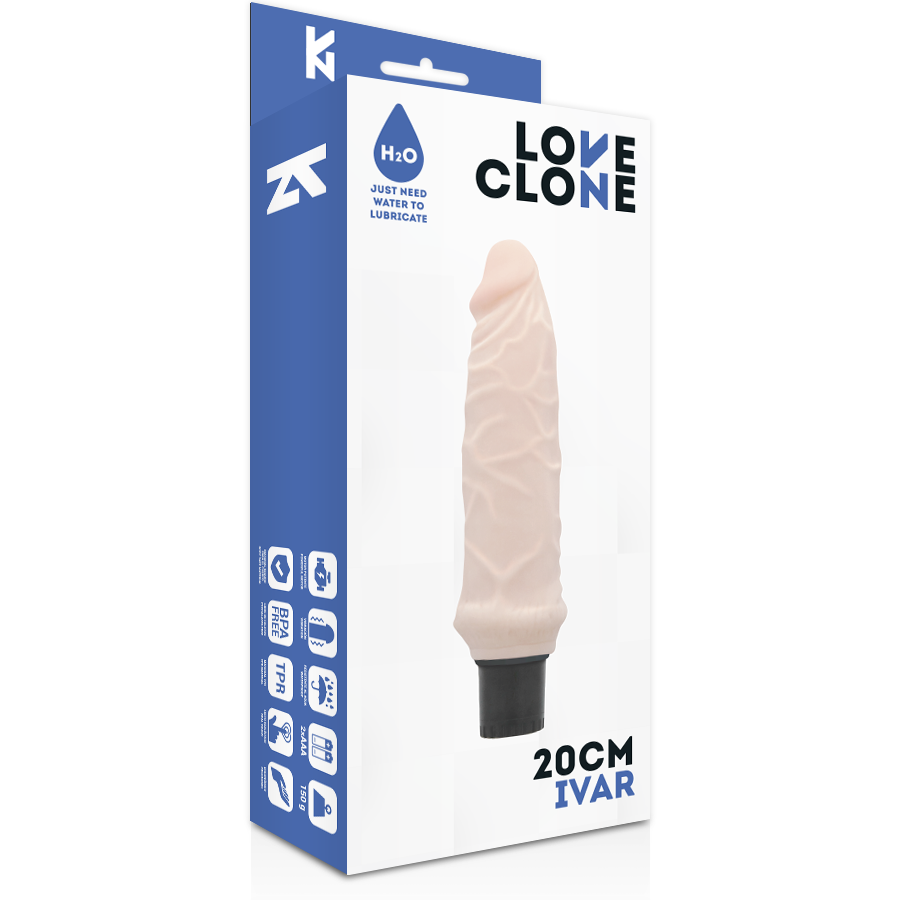 LOVECLONE - VIBRADOR AUTOLUBRICANTE IVAR 20 CM -O- 3,7 CM