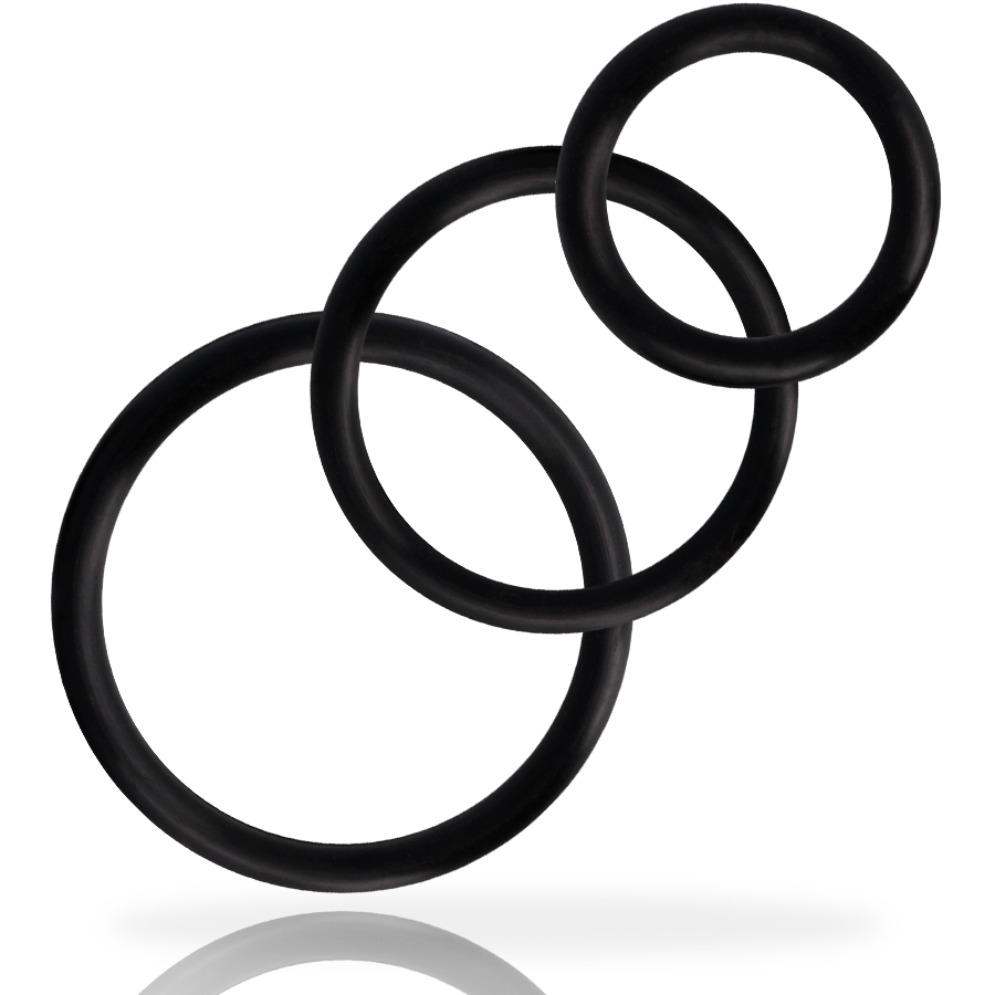JUGUETES ADICTO - SET DE ANILLOS PARA EL PENE NEGROS