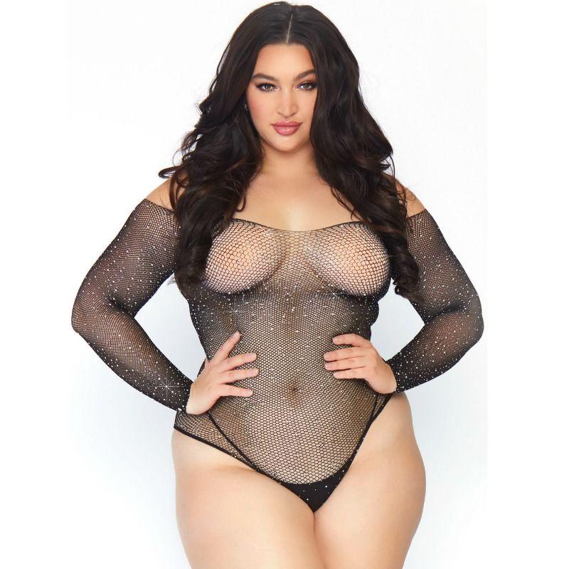 LEG AVENUE - 1X-2X BODYSTOCK DE MALLA DE CRISTAL