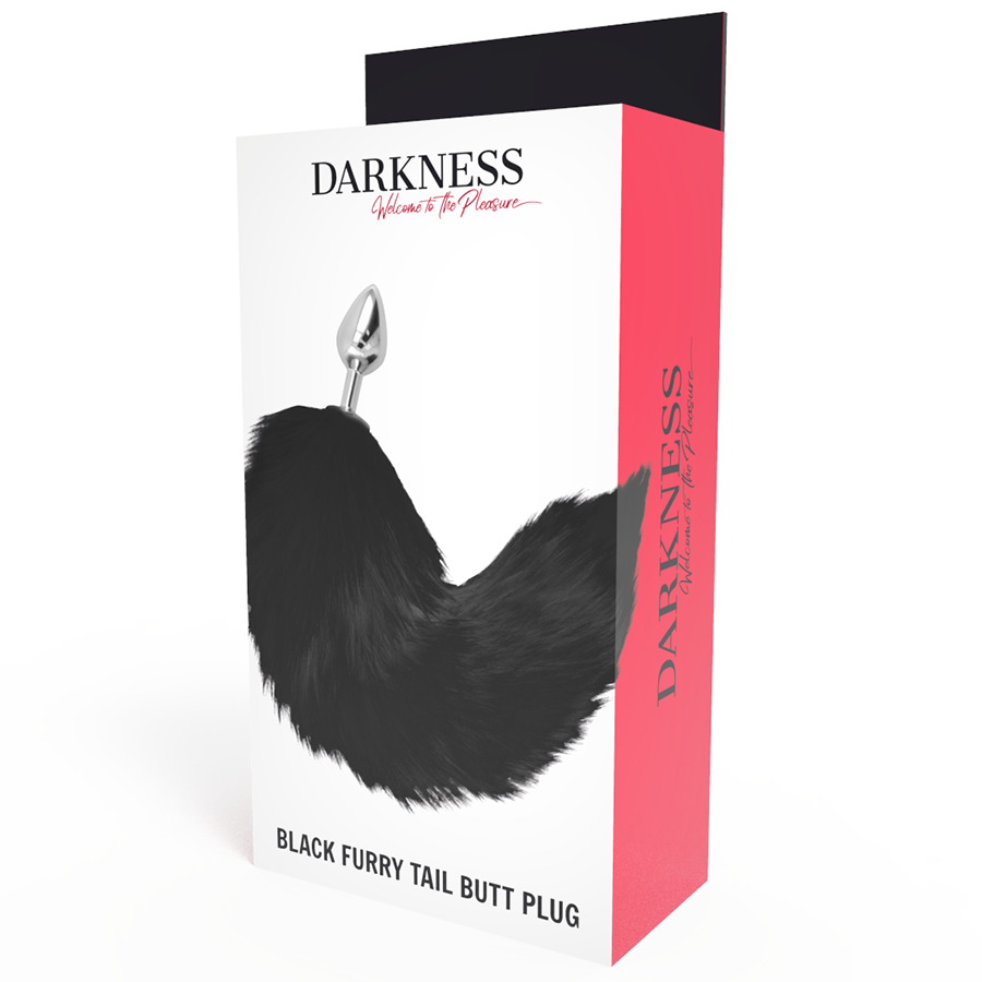 DARKNESS - PLUG ANAL PLATEADO DE 8 CM CON COLA NEGRA
