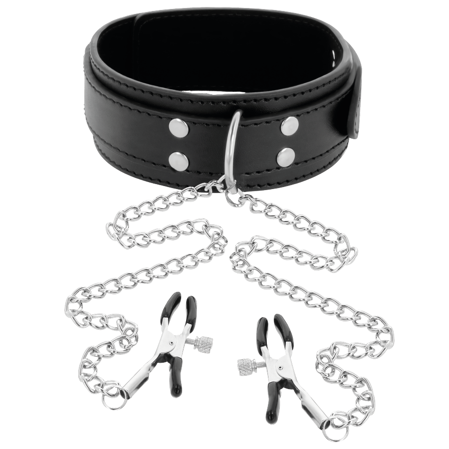 OSCURIDAD - COLLAR NEGRO CON PINZA PARA PEZONES