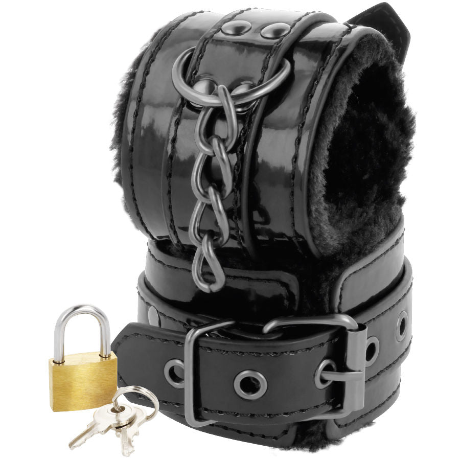 DARKNESS - ESPOSAS DE TOBILLO AJUSTABLES DE CUERO NEGRO CON CANDADO