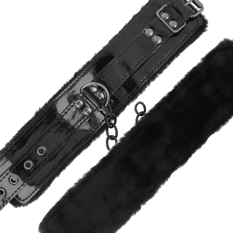 DARKNESS - ESPOSAS DE TOBILLO AJUSTABLES DE CUERO NEGRO CON CANDADO