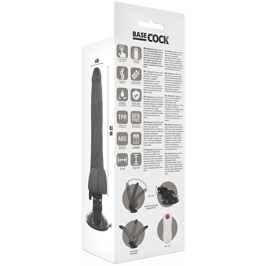 BASECOCK - TÉLÉLÉCOMMANDE NATUREL ARTICULABLE VIBRATEUR 18.5 CM -O- 4 CM