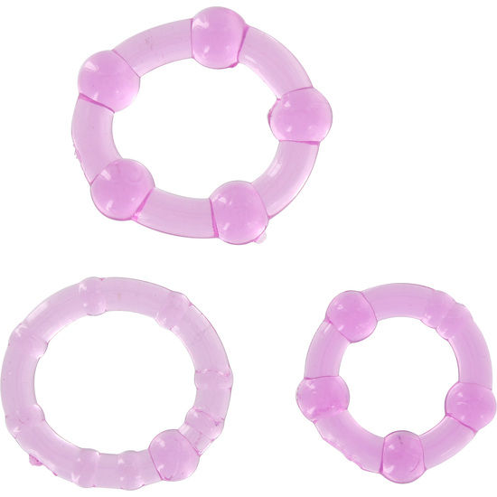 SIETE CREACIONES - SET DE TRES ANILLOS PARA EL PENE COLOR LILA