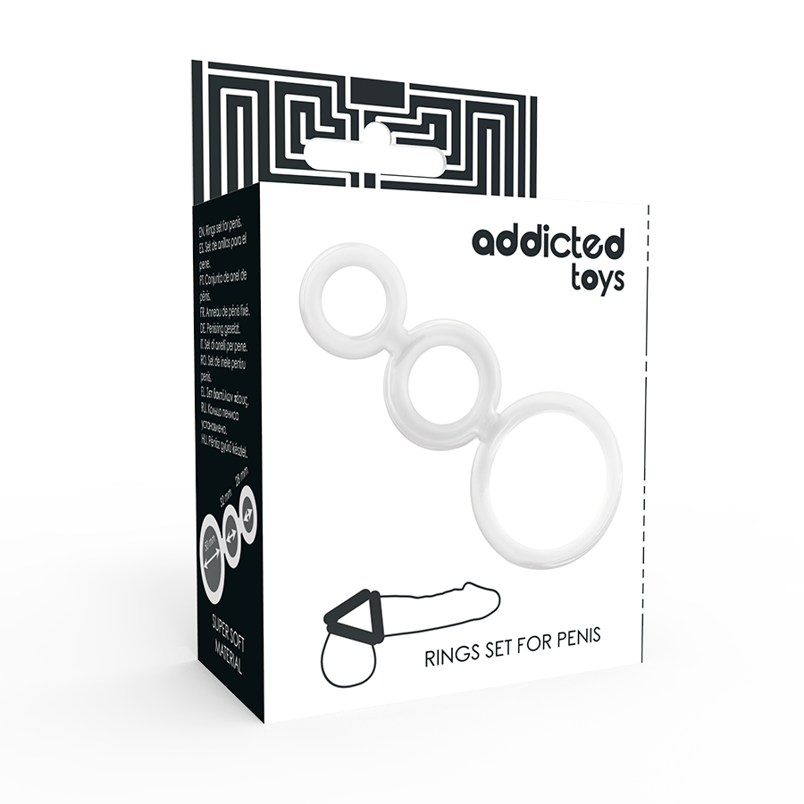 JUGUETES ADICTOS - SET DE ANILLOS PARA EL PENE TRANSPARENTES