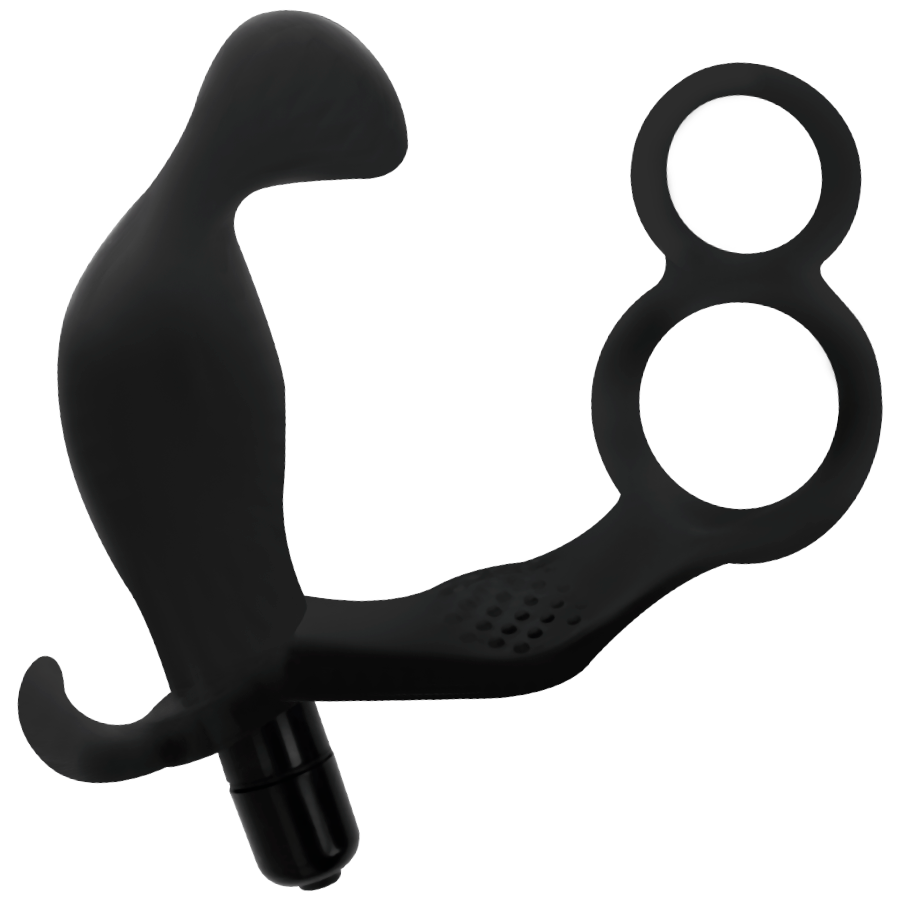 ADDICTED TOYS - PLUG ANAL CON DOBLE ANILLO PARA PENE Y TESTÍCULOS NEGRO