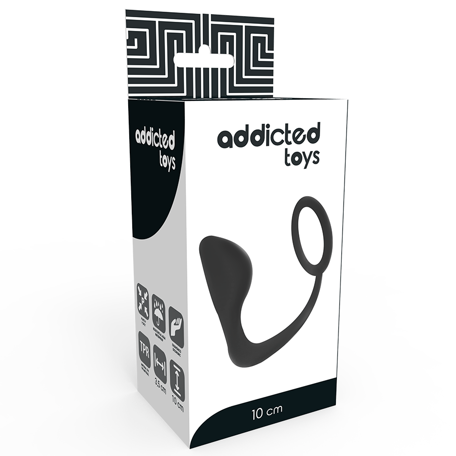 JUGUETES ADICTOS - PLUG ANAL CON ANILLO NEGRO PARA EL PENE