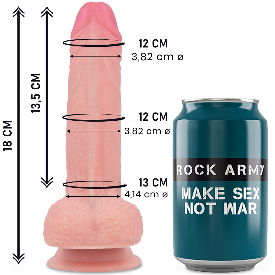 ROCKARMY - MUSTANG REALISTA DE SILICONA LÍQUIDA PREMIUM 18 CM -O- 4,14 CM