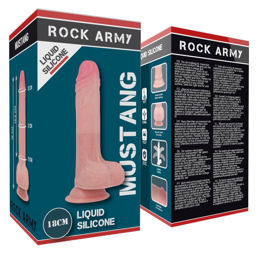 ROCKARMY - MUSTANG REALISTA DE SILICONA LÍQUIDA PREMIUM 18 CM -O- 4,14 CM