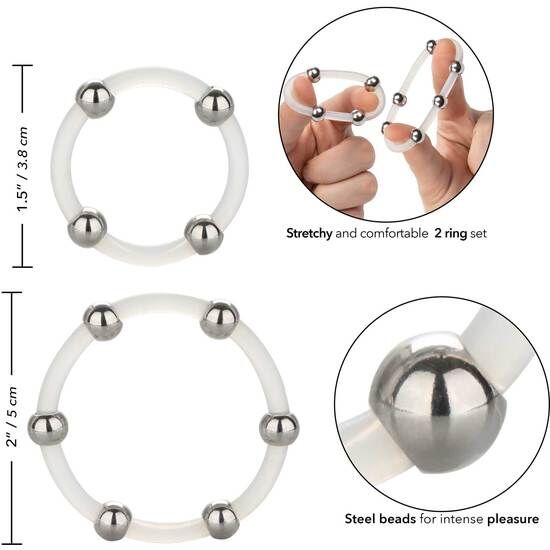 CALEXOTICS - ENSEMBLE OF BAGUES IN PERLÉES SILICONE IN ACIER