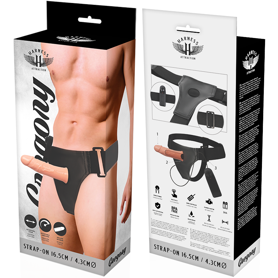 ARNÉS ATRACCIÓN - RIENDAS HUECAS GREGORY CON VIBRADOR 16,5 CM -O- 4,3 CM