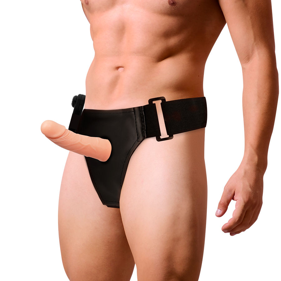 ARNÉS ATRACCIÓN - RIENDAS DE MARCO HUECO CON VIBRADOR 15 CM -O- 5 CM