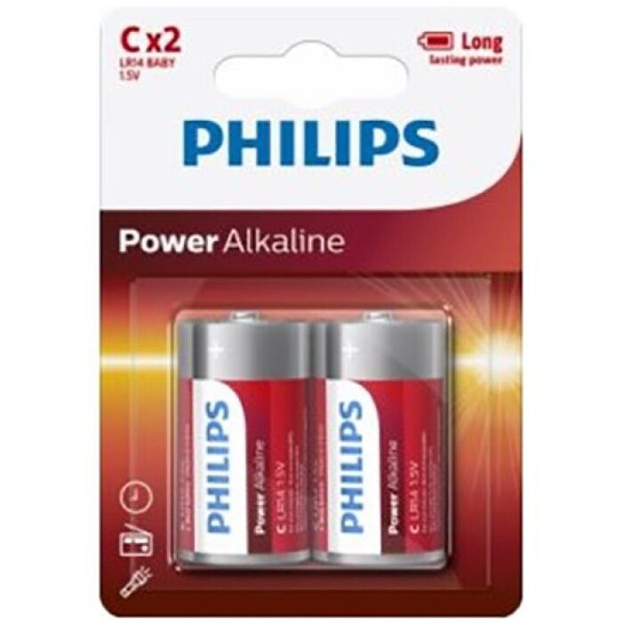 PHILIPS - PHILIPS POWER ALKALINE PILA C LR14 * 2 BLOQUE DE PILAS