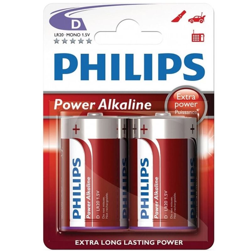 PHILIPS - BLISTER POWER ALCALINE BATTERY D LR20 * 2
