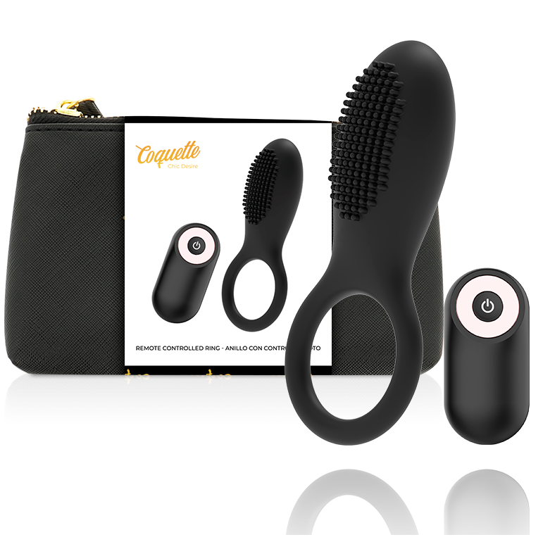 COQUETTE CHIC DESIRE - ANILLO PARA EL PENE CON CONTROL REMOTO RECARGABLE NEGRO/DORADO