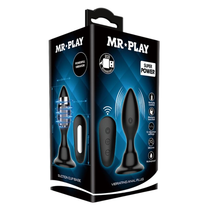 MR PLAY - PLUG ANAL CON VIBRACIÓN Y CONTROL REMOTO NEGRO