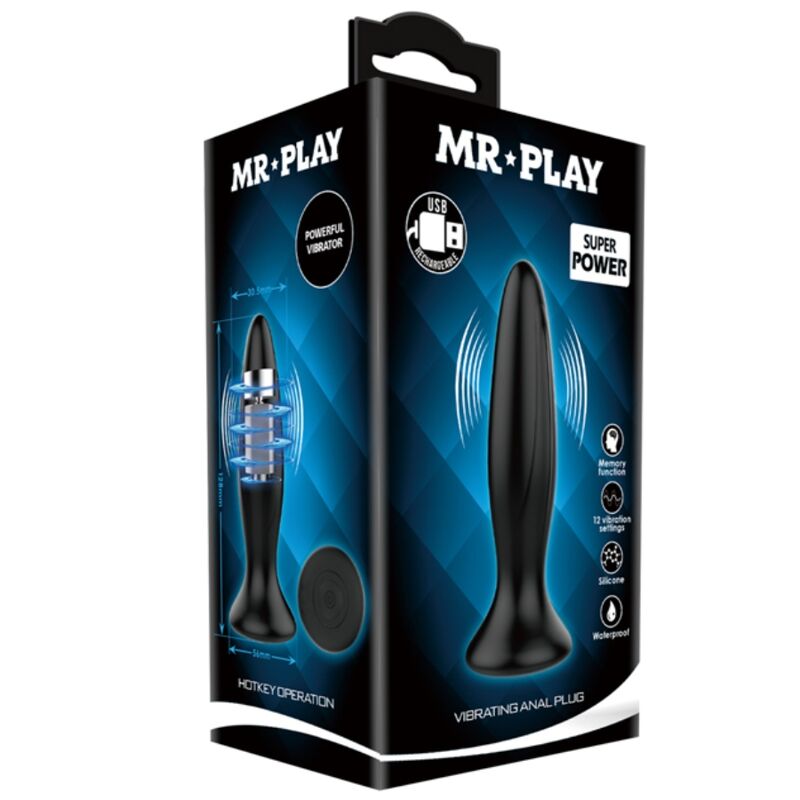 MR PLAY - ANAL PLUG VIBRATEUR NOIR RECHARGEABLE