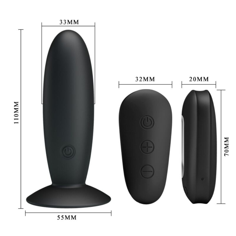 MR PLAY - PLUG ANAL CON VIBRACIÓN Y CONTROL REMOTO NEGRO