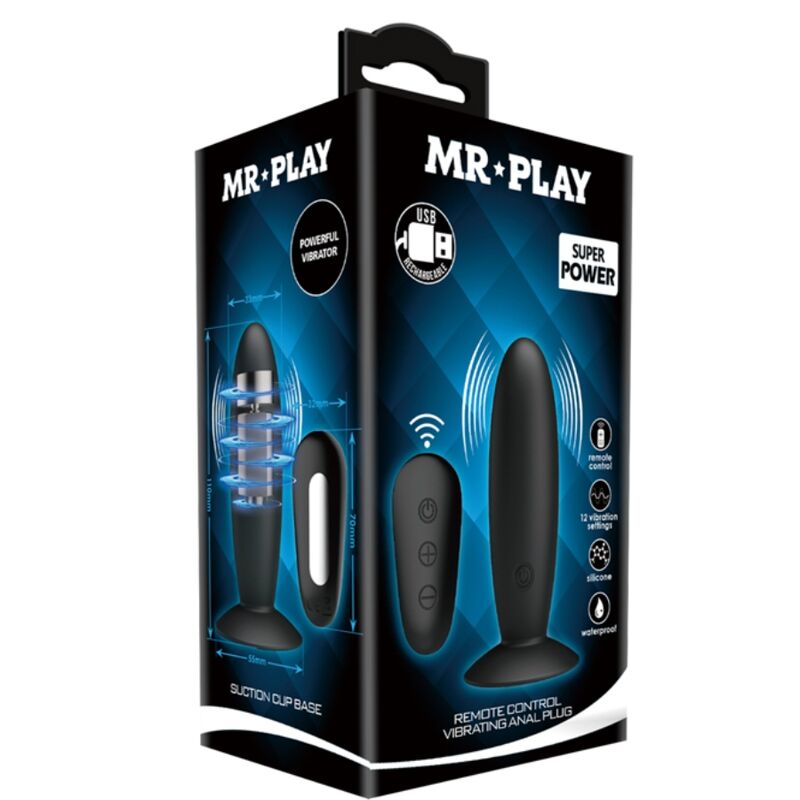 MR PLAY - PLUG ANAL CON VIBRACIÓN Y CONTROL REMOTO NEGRO