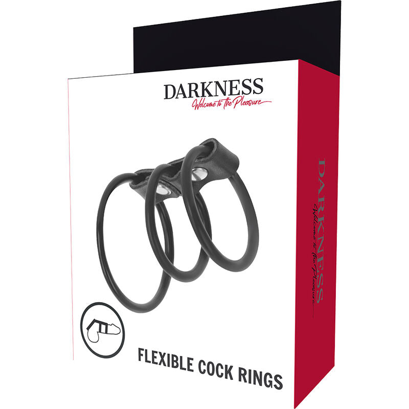 DARKNESS - ENSEMBLE OF 3 FLEXIBLE PÉNIS ANNEAUX