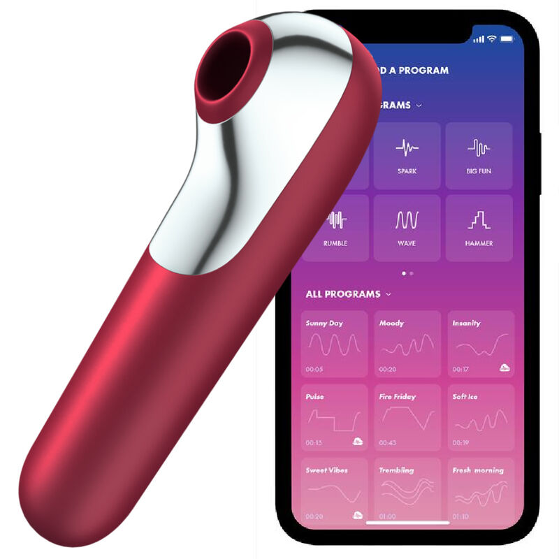SATISFYER - VIBRADOR DUAL LOVE Y SUCCIÓN CON AIRE PULSADO ROJO