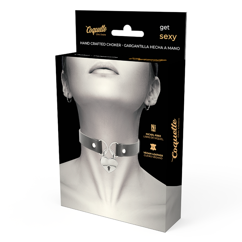 COQUETTE CHIC DESIRE - NECKLACE IN VEGAN LEATHER AVEC ACCESSOIRE COEUR AVEC CL?
