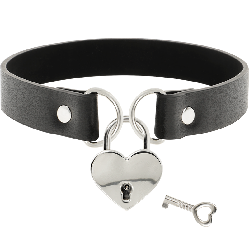 COQUETTE CHIC DESIRE - NECKLACE IN VEGAN LEATHER AVEC ACCESSOIRE COEUR AVEC CL?