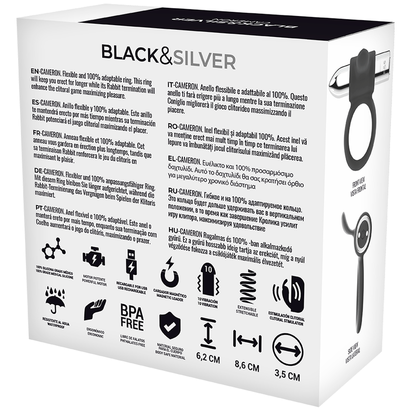 Bague rechargeable cameron argent – Black & Silver