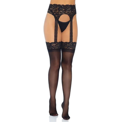 Leg Avenue – Bas Jarretelles Opaque taille Unique