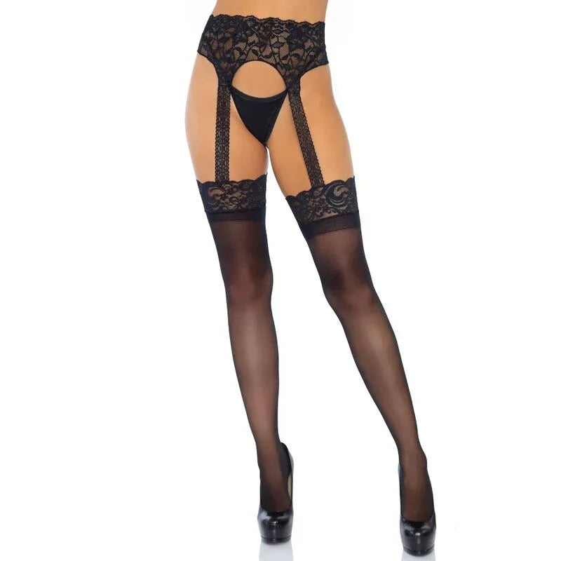 Leg Avenue – Bas Jarretelles Opaque taille Unique