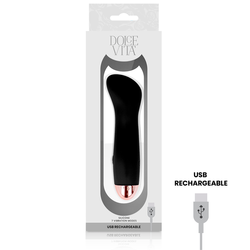 DOLCE VITA - ONE BLACK 7-SPEED RECHARGEABLE VIBRATOR