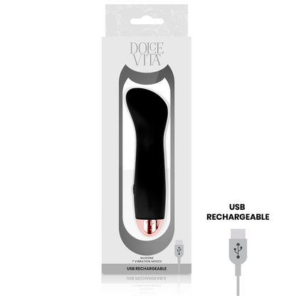 DOLCE VITA - ONE BLACK 7-SPEED RECHARGEABLE VIBRATOR
