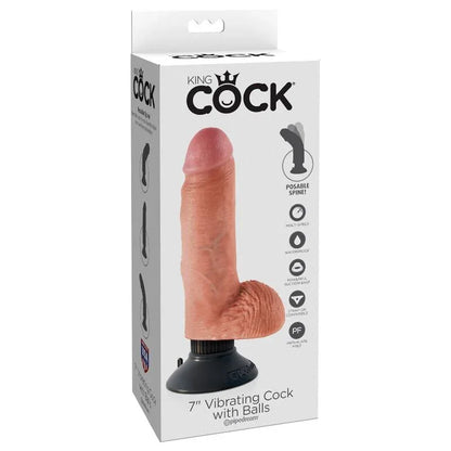 King Cock – Gode Vibrateur avec Testicules 17.78 cm Naturel