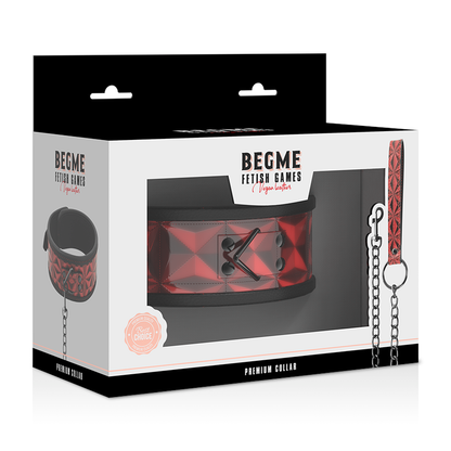 BEGME - COLLAR DE CUERO VEGANO PREMIUM EDICIÓN ROJA CON FORRO DE NEOPRENO