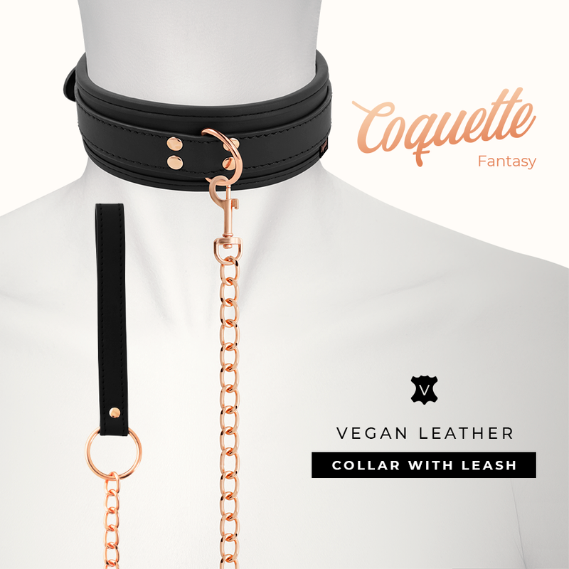 COQUETTE CHIC DESIRE - COLLAR DE ELEGANCIA EN CUERO VEGANO CON PULSERA Y FORRO DE NEOPRENO
