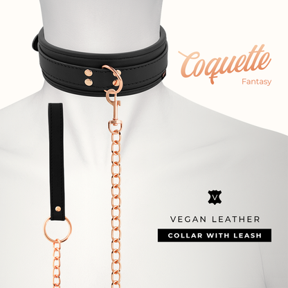 COQUETTE CHIC DESIRE - COLLAR DE ELEGANCIA EN CUERO VEGANO CON PULSERA Y FORRO DE NEOPRENO