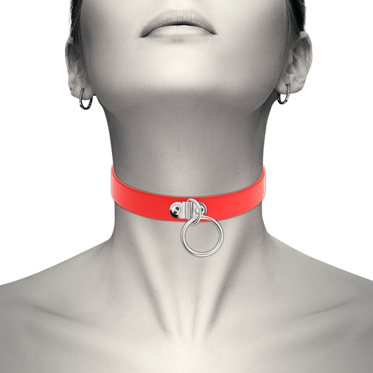 COQUETTE CHIC DESIRE - COLLAR DE CUERO VEGANO ROJO PARA MUJER ACCESORIO FETICHE