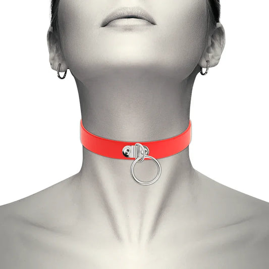 Coquette Chic Desire – Collier Cuir Vegan Rouge Femme Accessoire Fétiche
