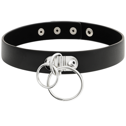 COQUETTE CHIC DESIRE - GARGANTILLA DE DOBLE ANILLA EN CUERO VEGANO