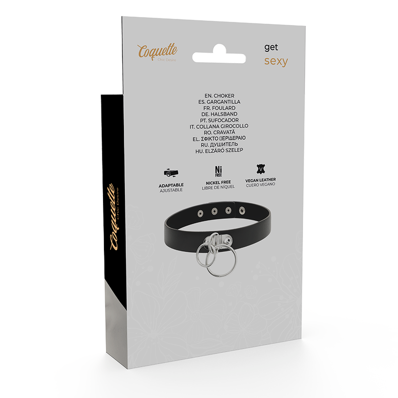 COQUETTE CHIC DESIRE - GARGANTILLA DE DOBLE ANILLA EN CUERO VEGANO
