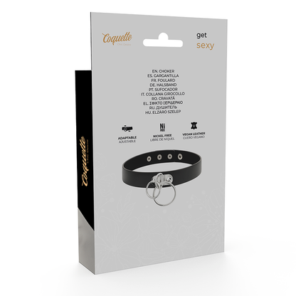 COQUETTE CHIC DESIRE - GARGANTILLA DE DOBLE ANILLA EN CUERO VEGANO