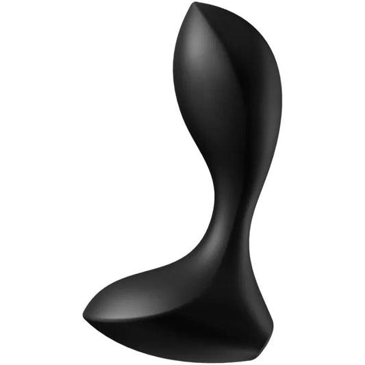 Plug Satisfyer Backdoor Lover noir, vue entière de profil et base évasée