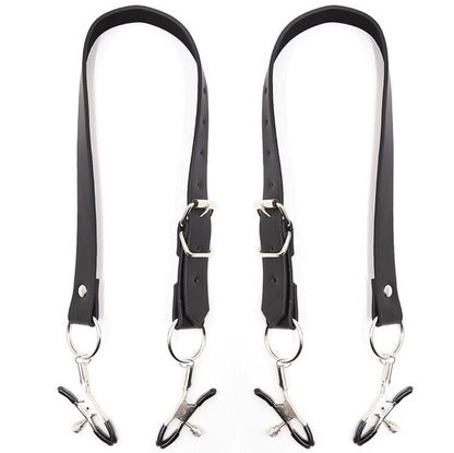 OHMAMA FETISH - PINZAS PARA CLÍTORIS CON CORREAS PARA LAS PIERNAS