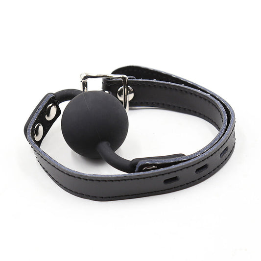 OHMAMA FETISH - BÂILLON BALLE EN SILICONE AVEC CEINTURE EN CUIR (CHAINS INCLUDED)