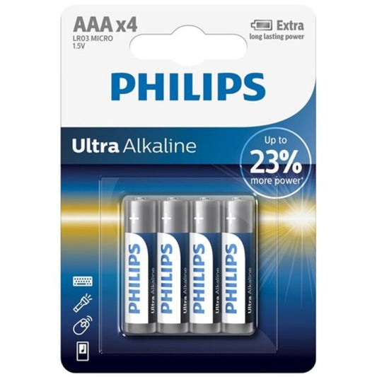 PHILIPS - ULTRA ALKALINE AAA LR03 BATTERY 4 UNITS