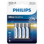 PHILIPS - PILAS ULTRA ALCALINAS AAA LR03 4 UNIDADES