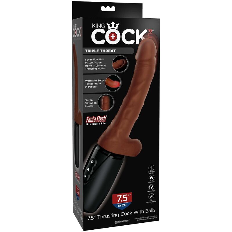KING COCK - PLUS TRIPLE MENACE TON DE PEAU BROWN